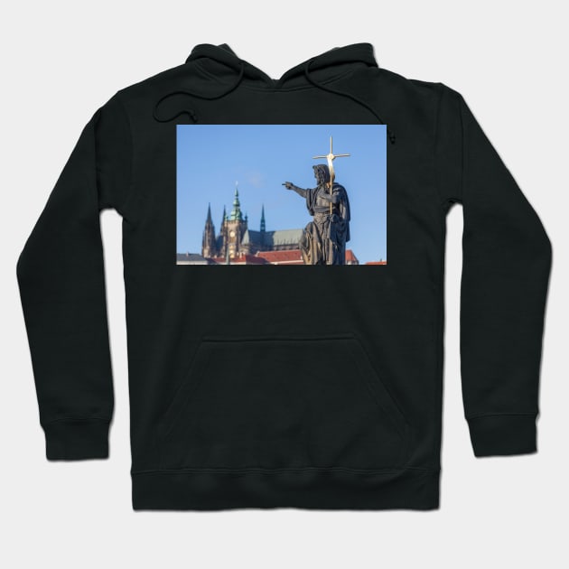 Statue of Jesus pointing to St Vitus's Cathedral Hoodie by GrahamPrentice